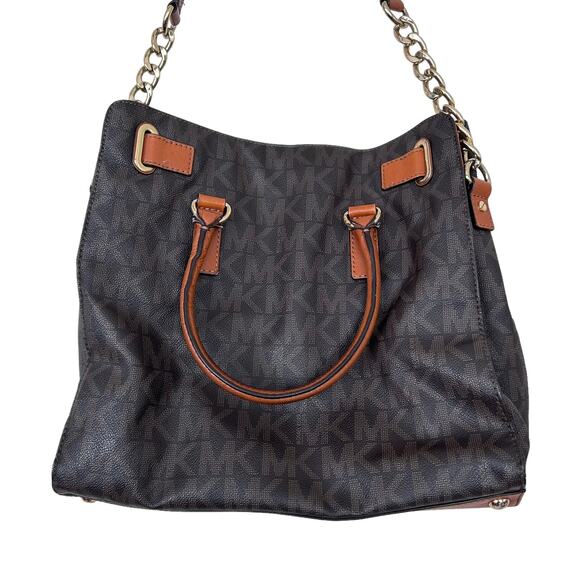 Michael Kors Hamilton Large Satchel Tote Brown Monogram - Picture 6 of 9